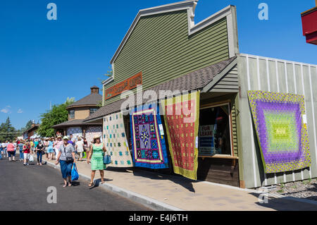 SISTERS, OREGON, July 12th, 2014.  The annual Sisters, Oregon quilt festival draws thousands of international visitors.  In its 39th year it is billed as the largest outdoor quilt festival in the United States. Stock Photo