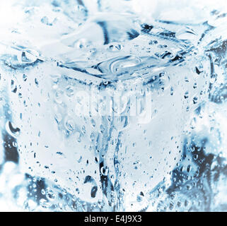 abstract backgrounds with ice cubes over wet glass Stock Photo