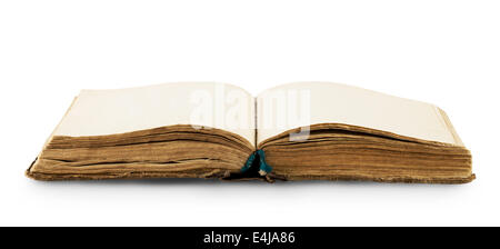 Open old book isolated on white. Clipping Path