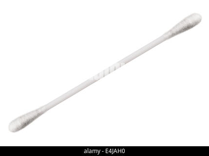 Cotton Swab with wool fibers closeup. Clipping Path Stock Photo