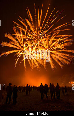 Organized firework display, 5th November - Bonfire Night - at Leyburn, North Yorkshire Stock Photo