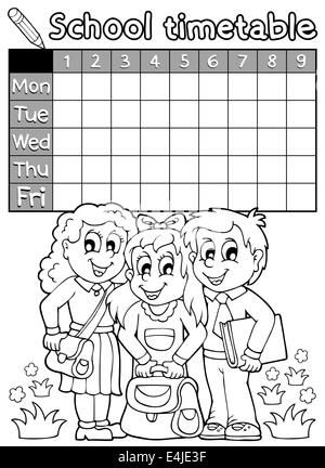 Coloring book school timetable 7 - picture illustration Stock Photo - Alamy