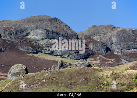 The peak of An Sgurr on the Isle of Eigg, Small Isles, Inner Hebrides, Scotland. Stock Photo