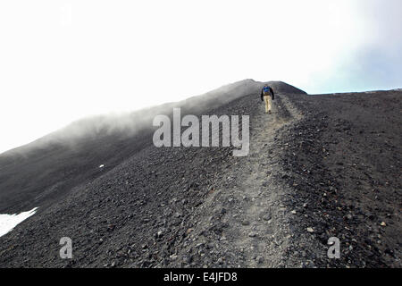 Hiker in Antarctica, Ross Island, McMurdo Station Stock Photo