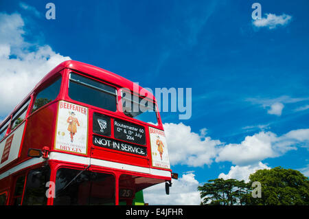 London, UK. 13th July 2014. Finsbury Park, North London plays host to the Routemaster Bus Festival, commemorating the 60th anniversary of the unveiling of the first Routemaster. The event is run by the Routemaster Association, with over 100 vehicles on display Credit:  Paul Swinney/Alamy Live News Stock Photo
