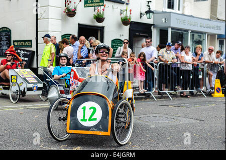 Ringwood, UK. 13th July, 2014. WACKY racers took their decorated pedal cars to Ringwood for the British Pedal Car Grand Prix. Credit:  Paul Chambers/Alamy Live News Stock Photo