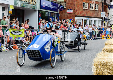 Ringwood, UK. 13th July, 2014. WACKY racers took their decorated pedal cars to Ringwood for the British Pedal Car Grand Prix. Credit:  Paul Chambers/Alamy Live News Stock Photo