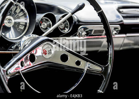 1961 restored Chevy Impala dash and steering wheel Stock Photo