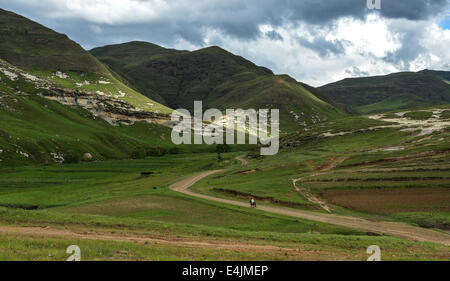 Hilly landscape of the Butha-Buthe region of Lesotho. Lesotho, officially the Kingdom of Lesotho, is a landlocked country. Stock Photo