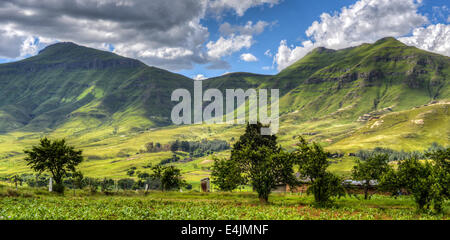 Hilly landscape of the Butha-Buthe region of Lesotho. Lesotho, officially the Kingdom of Lesotho, is a landlocked country. Stock Photo