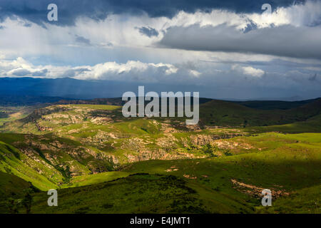 Hilly landscape of the Butha-Buthe region of Lesotho. Lesotho, officially the Kingdom of Lesotho, is a landlocked country. Stock Photo