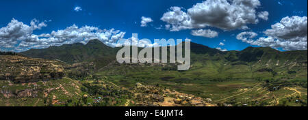 Hilly landscape of the Butha-Buthe region of Lesotho. Lesotho, officially the Kingdom of Lesotho, is a landlocked country. Stock Photo