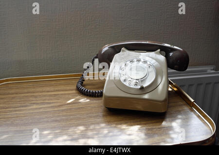 Old style rotary dial telephone Stock Photo