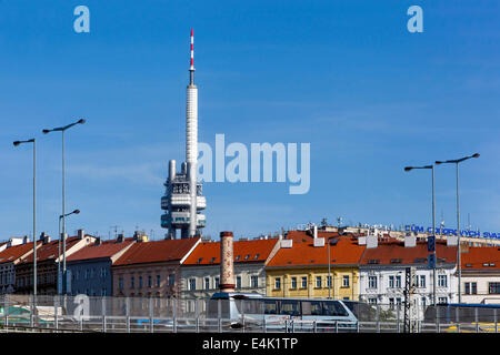 Zizkov TV Tower, Zizkov Prague City Neighbourhood Stock Photo