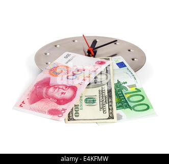currency on a clock Stock Photo