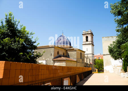 Spanish street with typical houses in Denia, Spain Stock Photo