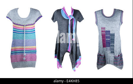 collage of the three knitted tunics Stock Photo