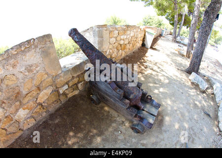 Medieval Canon at morrow, Denia Spain Stock Photo