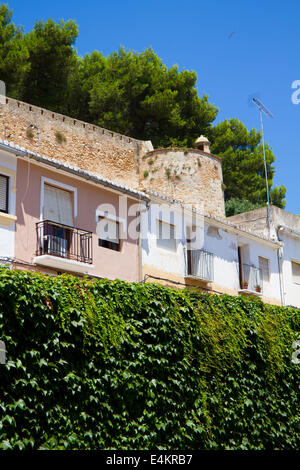 Spanish street with typical houses in Denia, Spain Stock Photo
