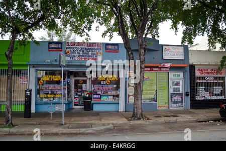 Shops in the Little Havana neighborhood of Miami, Florida. Stock Photo