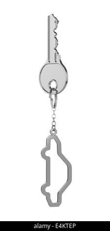 3d render of key car ring isolated on white background Stock Photo