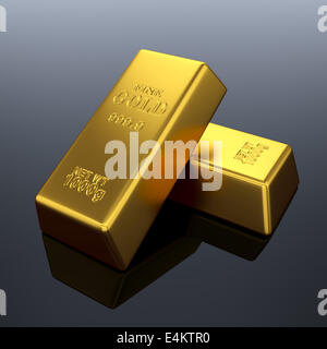 3d render of fine gold bars background. Treasure concept Stock Photo