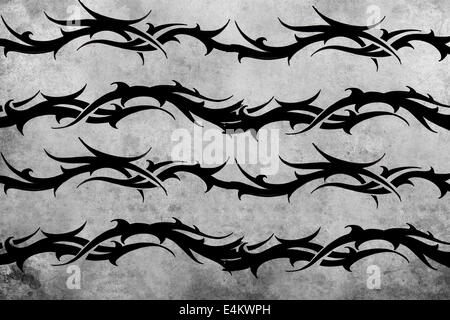 Tattoo design over grey background. textured backdrop. Artistic image Stock Photo
