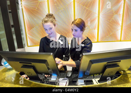 Brisbane Australia,Mary Street,Four Points by Sheraton,hotel,lobby,front desk check in reception reservation reservations register,reception reservati Stock Photo