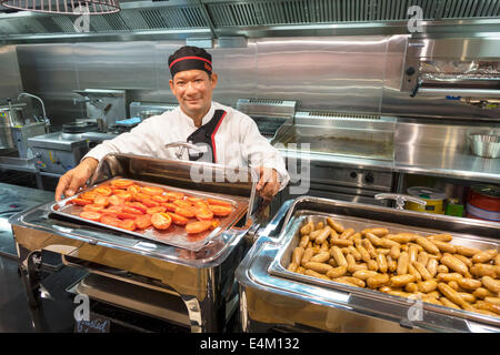 Brisbane Australia,Mary Street,Four Points by Sheraton,hotel,restaurant restaurants food dining cafe cafes,kitchen,Asian man men male,cook,buffet styl Stock Photo