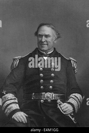 David Glasgow Farragut, 1801 - 1870, a flag officer of the United States Navy during the American Civil War, Stock Photo