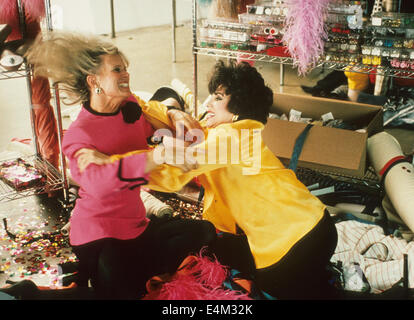 DYNASTY Aaron Spelling US TV series (1981-89) with Linda Evans at left and Joan Collins in a catfight Stock Photo
