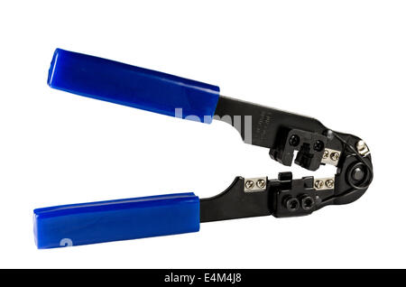 Cutter and crimping tool   isolated on white studio background. Stock Photo