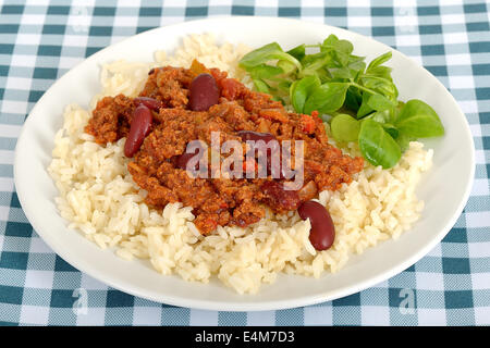 Chilli Con Carne with Rice Stock Photo