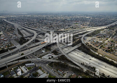 Judge Harry Pregerson Interchange, junction of I-105 and I-110 (Glenn Anderson Freeway and Harbor Freeway), Los Angeles, California, USA Stock Photo