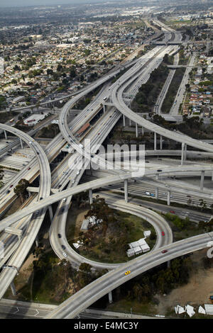 Judge Harry Pregerson Interchange, junction of I-105 and I-110 (Glenn Anderson Freeway and Harbor Freeway), Los Angeles, California, USA Stock Photo