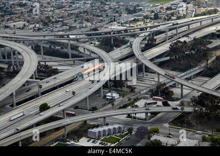 Judge Harry Pregerson Interchange, junction of I-105 and I-110 (Glenn Anderson Freeway and Harbor Freeway), Los Angeles, California, USA Stock Photo