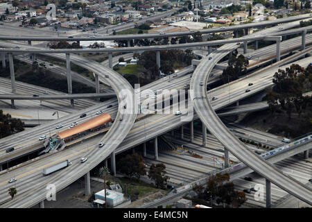 Judge Harry Pregerson Interchange, junction of I-105 and I-110 (Glenn Anderson Freeway and Harbor Freeway), Los Angeles, California, USA Stock Photo