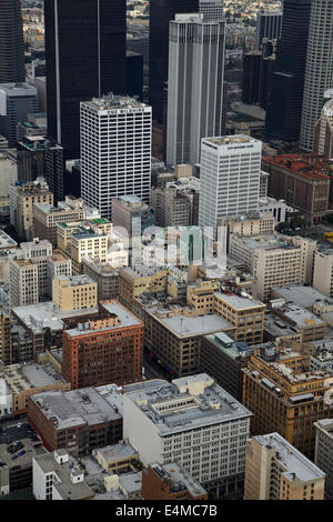 West 7th Street, Downtown Los Angeles, California, USA - aerial Stock Photo