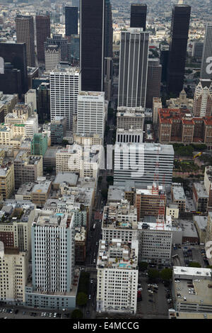 West 6th Street, Downtown Los Angeles, California, USA - aerial Stock Photo