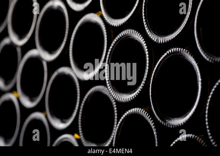 Detail with the bottom of some whine bottles. Stock Photo