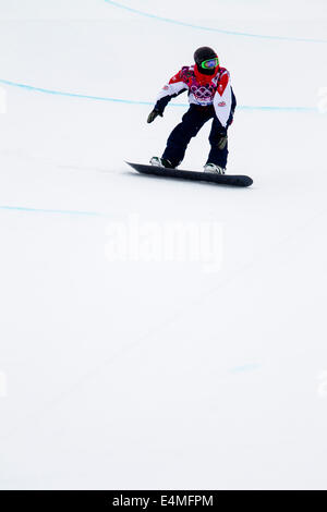 Ben Kilner (GBR) competing in Men's Snowboard Halfpipe at the Olympic Winter Games, Sochi 2014 Stock Photo
