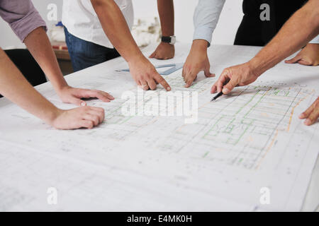 Team of architects on construciton site Stock Photo