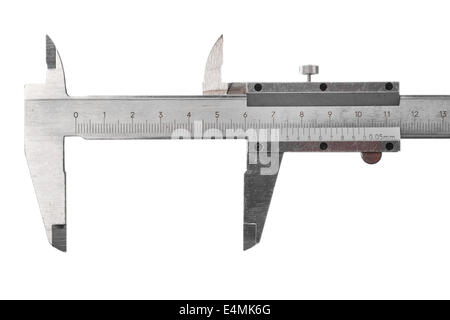 Close up shot of a caliper isolated on white. Stock Photo