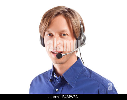 businessman working in a call center Stock Photo
