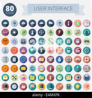 Flat Design Icons For User Interface. Raster version. Stock Photo
