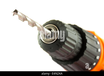 Cordless drill with twist bit Stock Photo