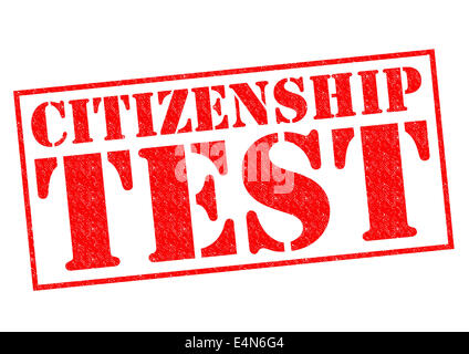 CITIZENSHIP TEST red Rubber Stamp over a white background. Stock Photo