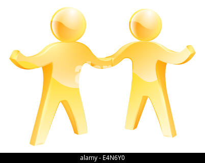 Two gold men doing a business handshake. Concept for partnership, cooperation or similar Stock Photo