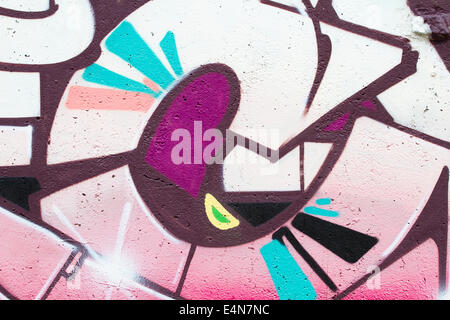 typography and color lines, segment of an urban grafitti on wall Stock Photo