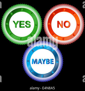 Yes No and Maybe - Three Signs Stock Photo